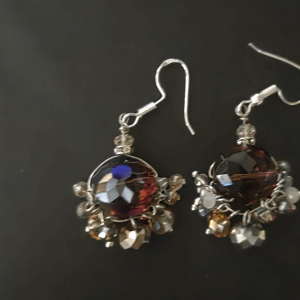 Vintage Uranium Drop Earrings Silver Plated